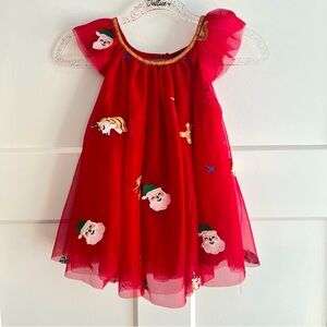 NWT Zunie Christmas Dress Size 12Month Red Tulle Dress with Santa Embroidery